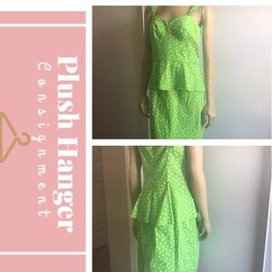 Betsey Johnson Green&White Polka Dot Pin Up Dress